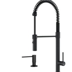 Karran Bluffton 1.8 GPM Single Lever Handle Lead-free Brass ADA Kitchen Faucet, Pull-Down Kitchen, Matte Black, KKF220SD35MB