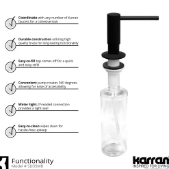 Karran Bluffton 1.8 GPM Single Lever Handle Lead-free Brass ADA Kitchen Faucet, Pull-Down Kitchen, Matte Black, KKF220SD35MB