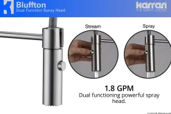 Karran Bluffton Single Lever Handle Lead-free Brass ADA Kitchen Faucet, Pull Down, Stainless Steel, KKF220SS