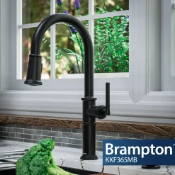 Karran Brampton 1.8 GPM Single Lever Handle Lead-free Brass ADA Kitchen Faucet, Pull-Down, Matte Black, KKF365MB