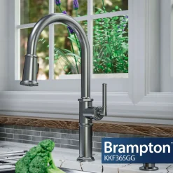 Karran Brampton 1.8 GPM Single Lever Handle Lead-free Brass ADA Kitchen Faucet, Pull-Down, Gunmetal Grey, KKF365GG