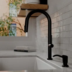 Karran Brynford 1.8 GPM Single Lever Lead-free Brass ADA Kitchen Faucet, Pull-Down, Matte Black, KKF730MB