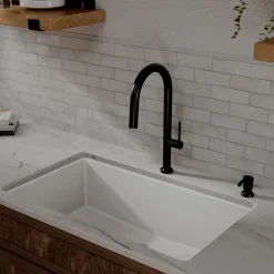 Karran Brynford 1.8 GPM Single Lever Lead-free Brass ADA Kitchen Faucet, Pull-Down, Matte Black, KKF730MB
