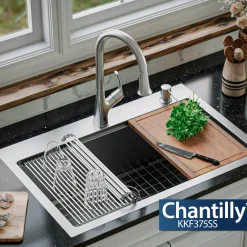 Karran Chantilly 1.8 GPM Single Lever Handle Lead-free Brass ADA Touchless Kitchen Faucet, Pull-Down, Stainless Steel, KKF375SS