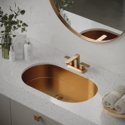 Karran Cinox 17" x 27.5" Oval Undermount Stainless Steel Bathroom Sink, Brushed Copper, 16 Gauge, CCU200BC