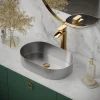 Karran Cinox 13.75" x 21.625" Oval Vessel Stainless Steel Bathroom Sink, 16 Gauge, CCV400SS