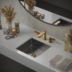 Karran Cinox 15.75" x 15.75" Square Undermount Stainless Steel Bathroom Sink, 16 Gauge, CCU500SS