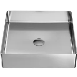 Karran Cinox 15.75" x 15.75" Square Vessel Stainless Steel Bathroom Sink, 16 Gauge, CCV500SS