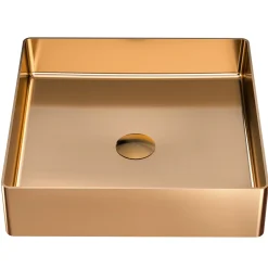 Karran Cinox 15.75" x 15.75" Square Vessel Stainless Steel Bathroom Sink, Brushed Copper, 16 Gauge, CCV500BC