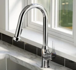 Karran Dockton 1.8 GPM Single Lever Handle Lead-free Brass ADA Kitchen Faucet, Pull-Down Kitchen, Chrome, KKF250SD25C