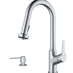 Karran Dockton 1.8 GPM Single Lever Handle Lead-free Brass ADA Kitchen Faucet, Pull-Down Kitchen, Stainless Steel, KKF250SD25SS