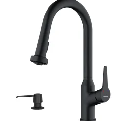 Karran Dockton 1.8 GPM Single Lever Handle Lead-free Brass ADA Kitchen Faucet, Pull-Down Kitchen, Matte Black, KKF250SD25MB