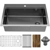 Karran Elite Workstation 33" Drop In Stainless Steel Kitchen Sink, Gunmetal Black, WST-26-D1-PK1