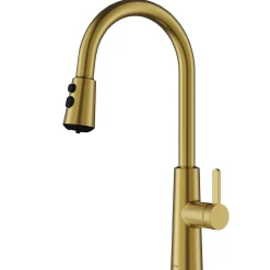 Karran Elmsworth 1.8 GPM Single Lever Lead-free Brass ADA Kitchen Faucet, Pull-Down, Spot-Free Brushed Gold, KKF760SFBG