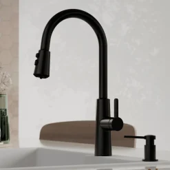 Karran Elmsworth 1.8 GPM Single Lever Lead-free Brass ADA Kitchen Faucet, Pull-Down, Matte Black, KKF760MB