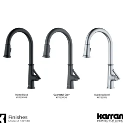 Karran Elwood 1.8 GPM Single Lever Handle Lead-free Brass ADA Kitchen Faucet, Pull-Down Kitchen, Gunmetal Grey, KKF330GG