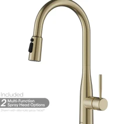 Karran Faraday 1.8 GPM Single Lever Lead-free Brass ADA Kitchen Faucet, Pull-Down, Spot-Free Champagne Bronze, KKF750SFCB