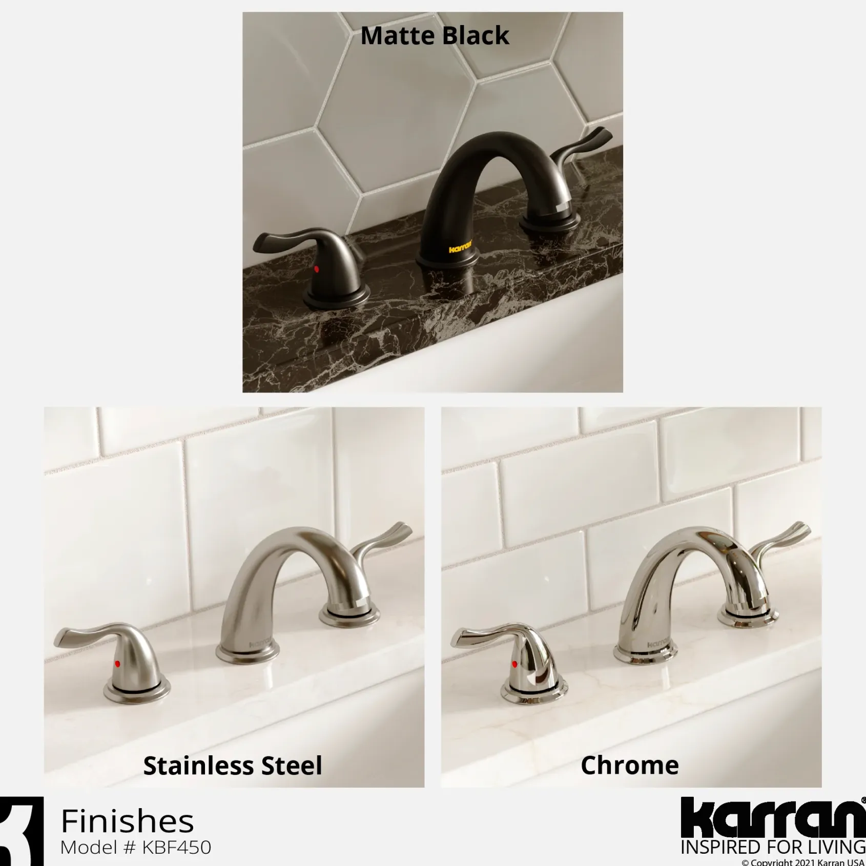 Karran Fulham 1.2 GPM Double Lever Handle Lead-free Brass ADA Bathroom Faucet, Widespread, Matte Black, KBF450MB