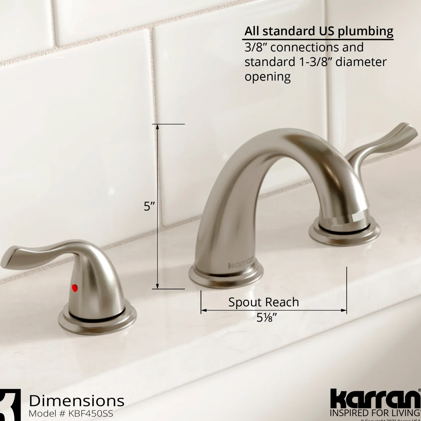Karran Fulham 1.2 GPM Double Lever Handle Lead-free Brass ADA Bathroom Faucet, Widespread, Stainless Steel, KBF450SS