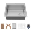 Karran Fusion 25" Drop In/Topmount Stainless Steel Workstation Kitchen Sink with Accessories, 16 Gauge, WSTMSB2533-PK1