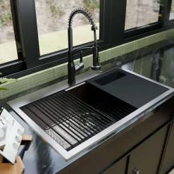 Karran Fusion 33" Drop In/Topmount Stainless Steel Workstation Kitchen Sink with Accessories, 18 Gauge, WSTMSB3323-PK1