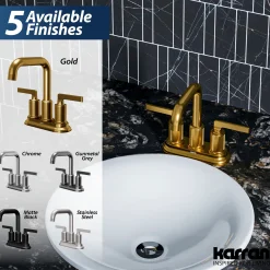 Karran Gillingham 1.2 GPM Double Lever Handle Lead-free Brass ADA Bathroom Faucet, Centerset, Gold, KBF536G