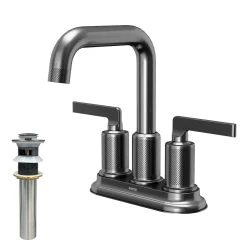 Karran Gillingham 1.2 GPM Double Lever Handle Lead-free Brass ADA Bathroom Faucet, Centerset, Gunmetal Grey, KBF536GG