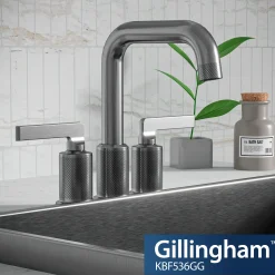 Karran Gillingham 1.2 GPM Double Lever Handle Lead-free Brass ADA Bathroom Faucet, Centerset, Gunmetal Grey, KBF536GG