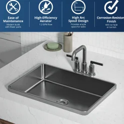 Karran Gillingham 1.2 GPM Double Lever Handle Lead-free Brass ADA Bathroom Faucet, Centerset, Gunmetal Grey, KBF536GG