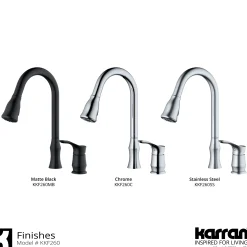 Karran Hillwood 1.8 GPM Single Lever Handle Lead-free Brass ADA Kitchen Faucet, Pull-Down Kitchen, Matte Black, KKF260MB