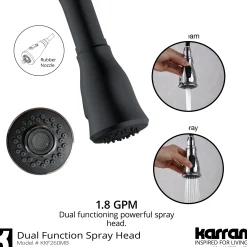 Karran Hillwood 1.8 GPM Single Lever Handle Lead-free Brass ADA Kitchen Faucet, Pull-Down Kitchen, Matte Black, KKF260MB
