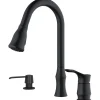 Karran Hillwood 1.8 GPM Single Lever Handle Lead-free Brass ADA Kitchen Faucet, Pull-Down Kitchen, Matte Black, KKF260SD25MB