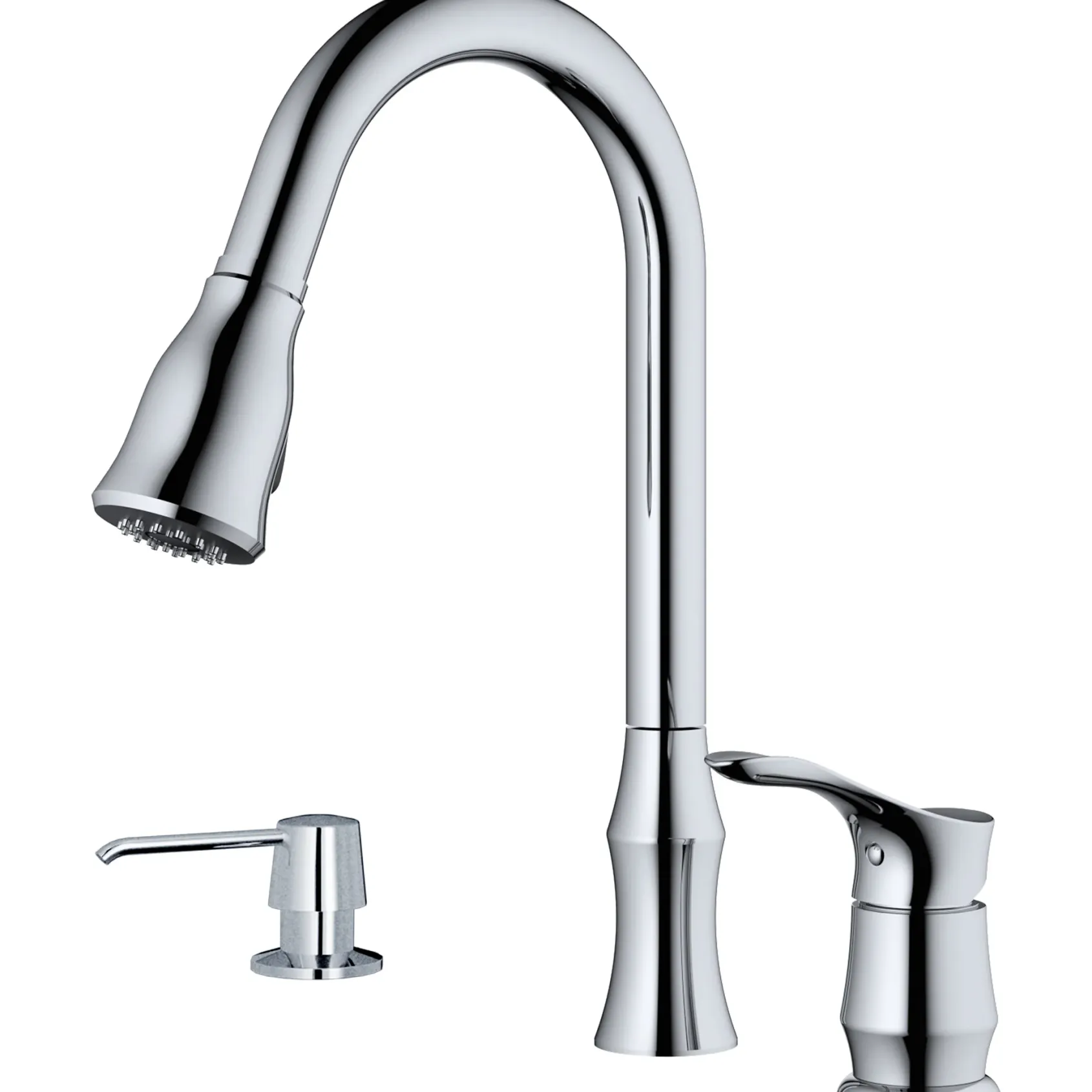 Karran Hillwood 1.8 GPM Single Lever Handle Lead-free Brass ADA Kitchen Faucet, Pull-Down Kitchen, Chrome, KKF260SD25C