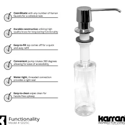 Karran Hillwood 1.8 GPM Single Lever Handle Lead-free Brass ADA Kitchen Faucet, Pull-Down Kitchen, Chrome, KKF260SD25C