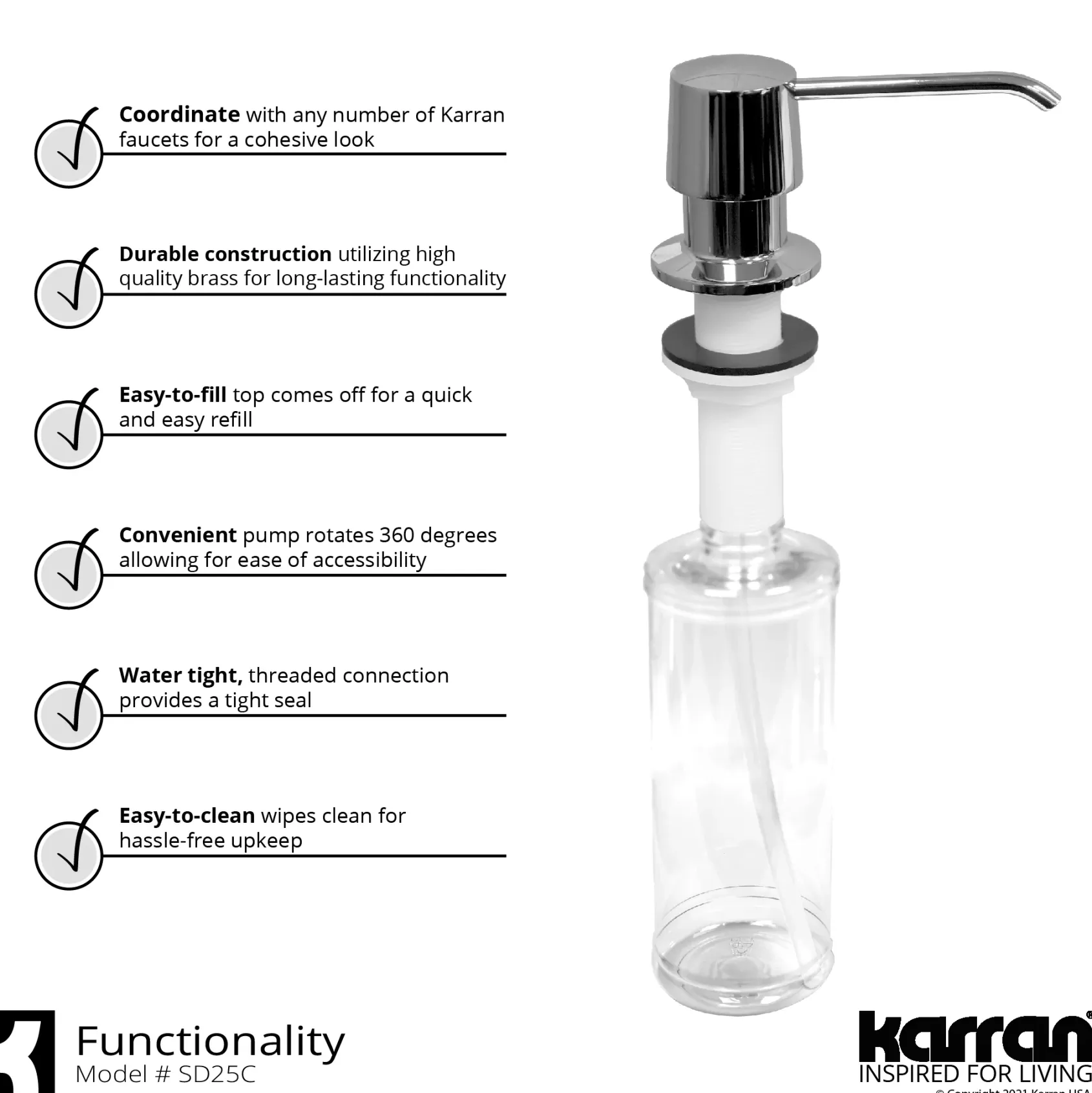 Karran Hillwood 1.8 GPM Single Lever Handle Lead-free Brass ADA Kitchen Faucet, Pull-Down Kitchen, Chrome, KKF260SD25C