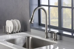 Karran Hillwood Single Lever Handle Lead-free Brass ADA Kitchen Faucet, Pull Down, Stainless Steel, KKF260SS