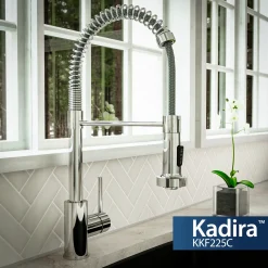 Karran Kadira 1.8 GPM Single Lever Handle Lead-free Brass ADA Kitchen Faucet, Pull-Down, Chrome, KKF225C