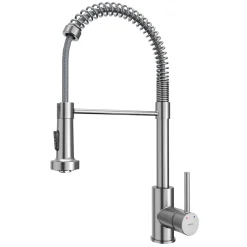 Karran Kadira 1.8 GPM Single Lever Handle Lead-free Brass ADA Kitchen Faucet, Pull-Down, Stainless Steel, KKF225SS