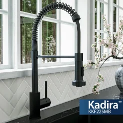 Karran Kadira 1.8 GPM Single Lever Handle Lead-free Brass ADA Kitchen Faucet, Pull-Down, Matte Black, KKF225MB