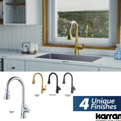 Karran Kadoma 1.8 GPM Single Lever Handle Lead-free Brass ADA Kitchen Faucet, Pull-Down Kitchen, Brushed Gold, KKF340BG
