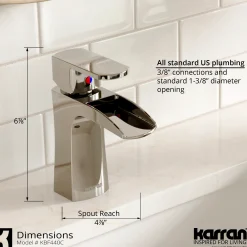 Karran Kassel 1.2 GPM Single Lever Handle Lead-free Brass ADA Bathroom Faucet, Basin, Chrome, KBF440C