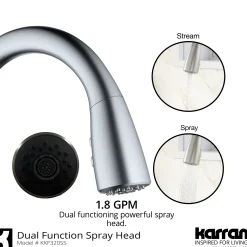 Karran Kentland 1.8 GPM Single Lever Handle Lead-free Brass ADA Kitchen Faucet, Pull-Down Kitchen, Stainless Steel, KKF320SS
