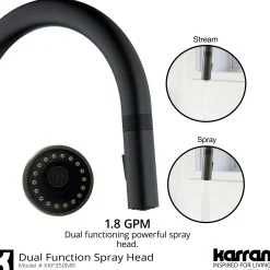 Karran Lagrange 1.8 GPM Single Lever Handle Lead-free Brass ADA Kitchen Faucet, Pull-Down Kitchen, Matte Black, KKF350MB