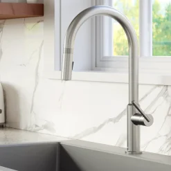 Karran Lagrange 1.8 GPM Single Lever Handle Lead-free Brass ADA Kitchen Faucet, Pull-Down Kitchen, Stainless Steel, KKF350SS