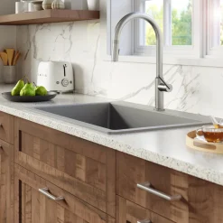 Karran Lagrange 1.8 GPM Single Lever Handle Lead-free Brass ADA Kitchen Faucet, Pull-Down Kitchen, Stainless Steel, KKF350SS