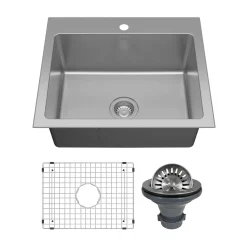 Karran Lansen 25" Drop In Stainless Steel Kitchen Sink, 18 Gauge, TMSB2511-PK1