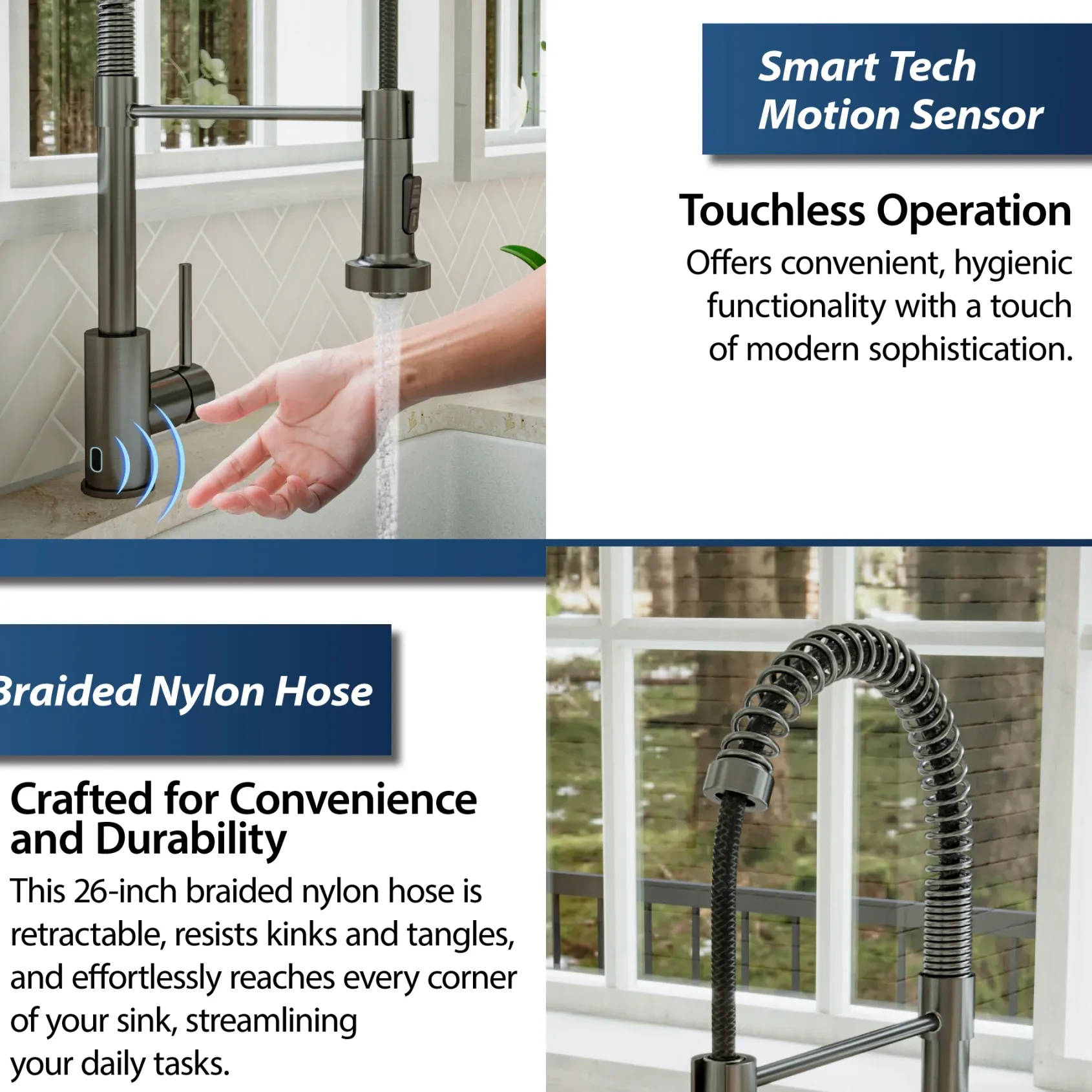 Karran Loxton 1.8 GPM Single Lever Handle Lead-free Brass ADA Touchless Kitchen Faucet, Pull-Down, Gunmetal Grey, KKF228GG