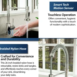 Karran Loxton 1.8 GPM Single Lever Handle Lead-free Brass ADA Touchless Kitchen Faucet, Pull-Down, Chrome, KKF228C