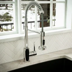 Karran Loxton 1.8 GPM Single Lever Handle Lead-free Brass ADA Touchless Kitchen Faucet, Pull-Down, Chrome, KKF228C