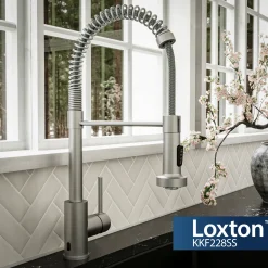 Karran Loxton 1.8 GPM Single Lever Handle Lead-free Brass ADA Touchless Kitchen Faucet, Pull-Down, Stainless Steel, KKF228SS